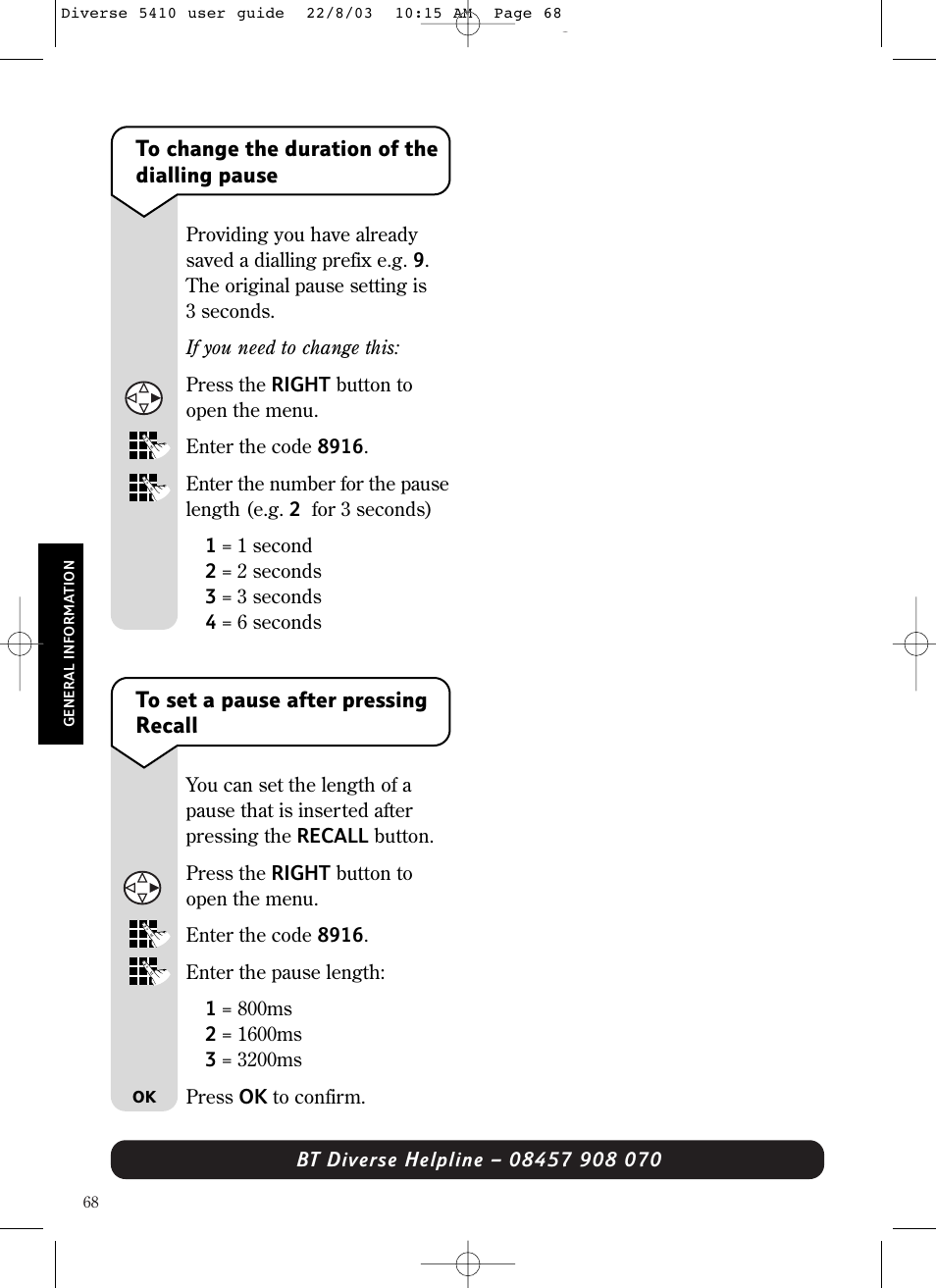 BT DIVERSE 5410 User Manual | Page 68 / 72