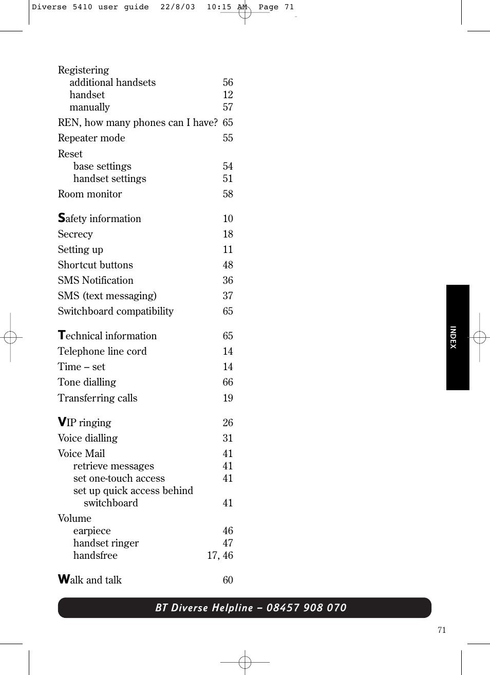 BT DIVERSE 5410 User Manual | Page 71 / 72