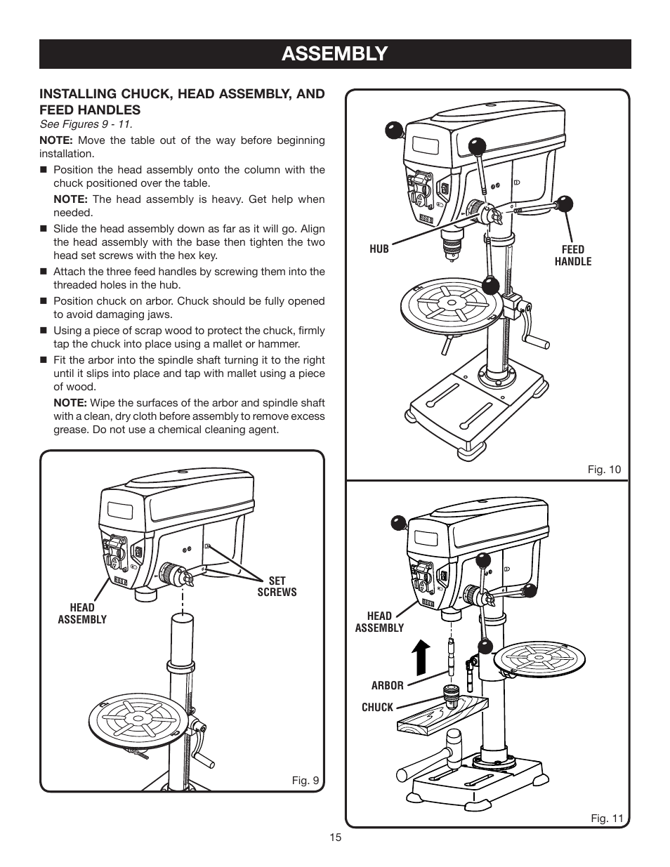 Assembly | Ryobi DP121 User Manual | Page 15 / 24