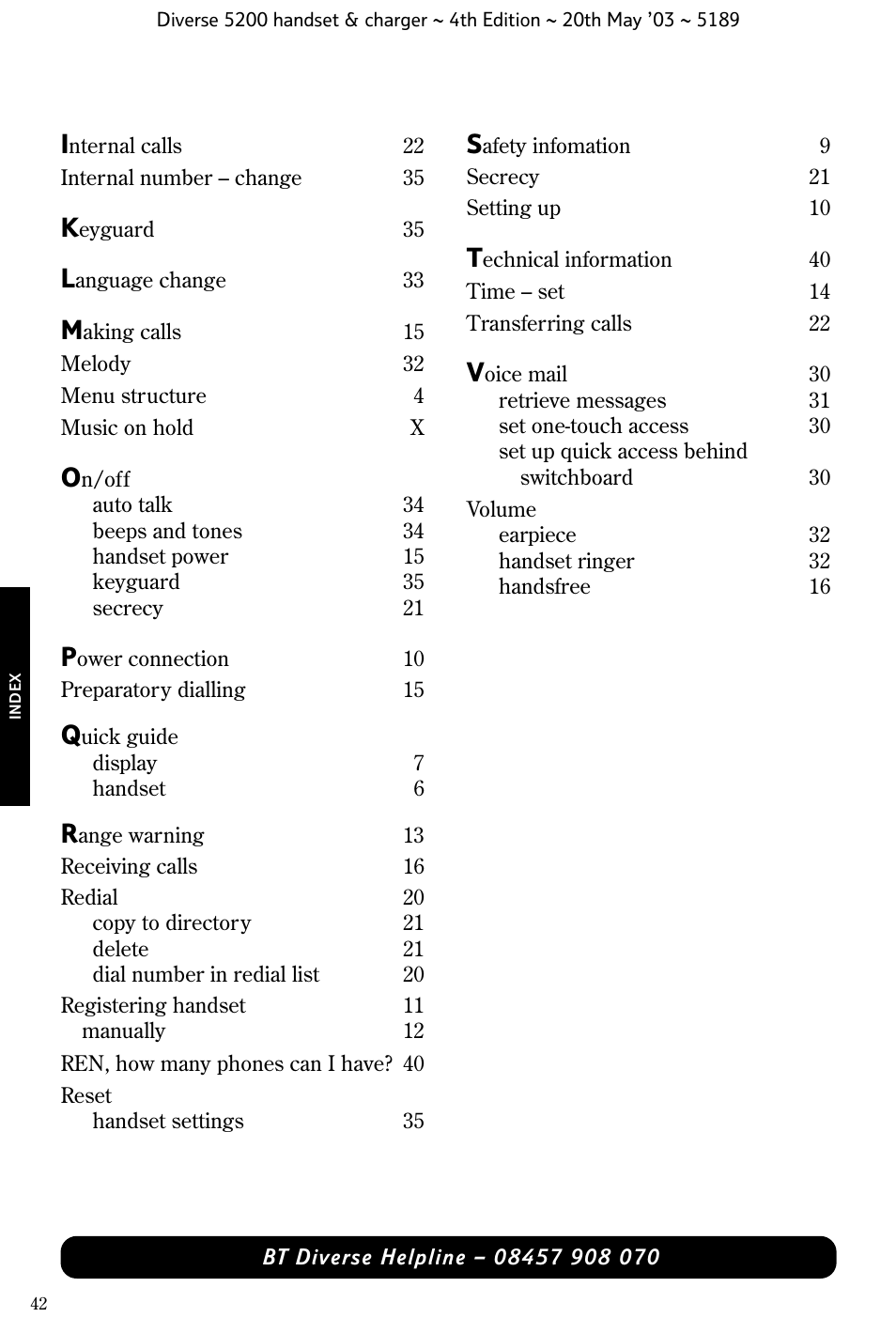 BT Diverse 5200 User Manual | Page 44 / 45