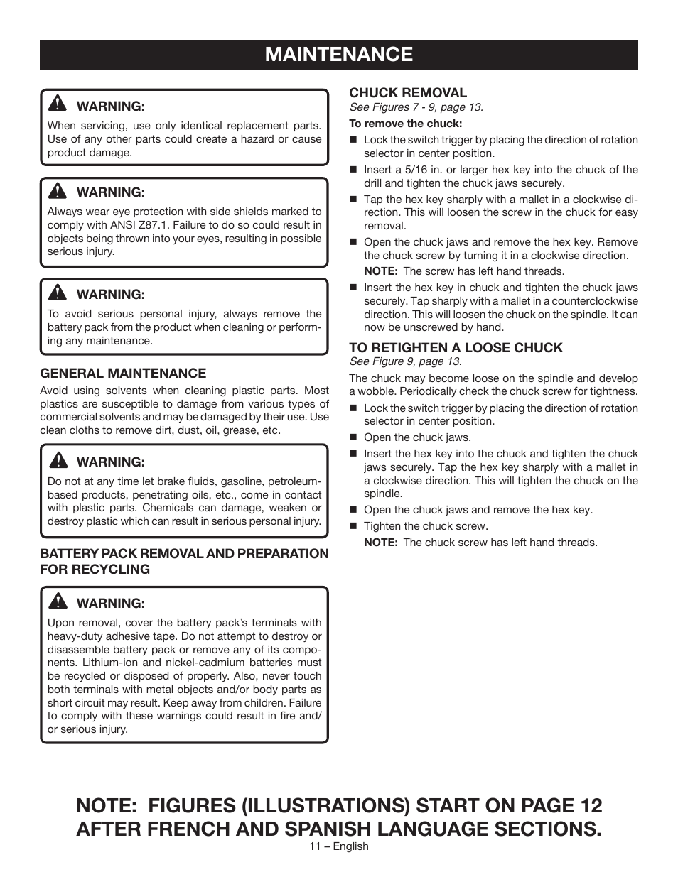 Maintenance | Ryobi P241 User Manual | Page 11 / 36