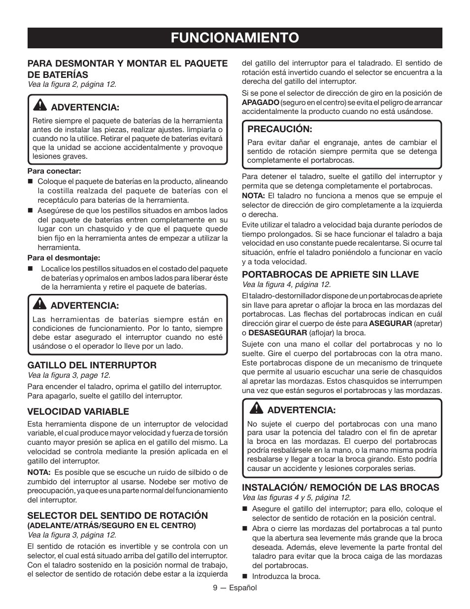 Funcionamiento | Ryobi P241 User Manual | Page 29 / 36