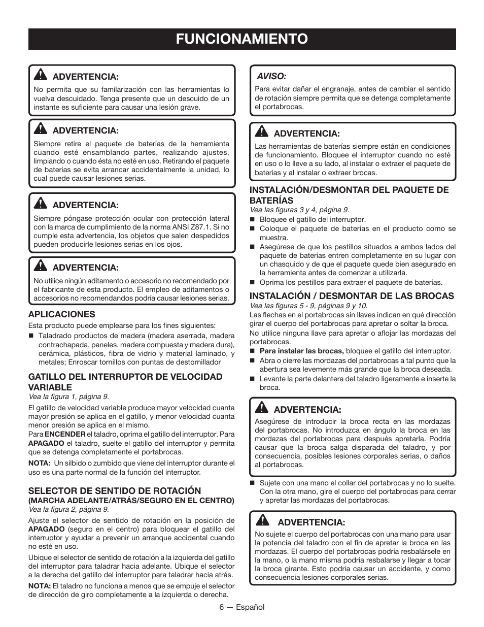 Funcionamiento | Ryobi HP496 User Manual | Page 18 / 24