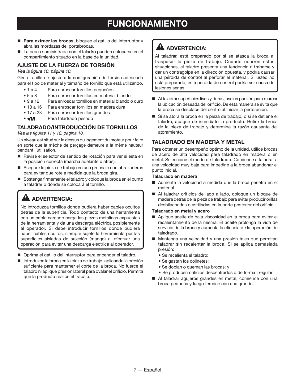 Funcionamiento | Ryobi HP496 User Manual | Page 19 / 24