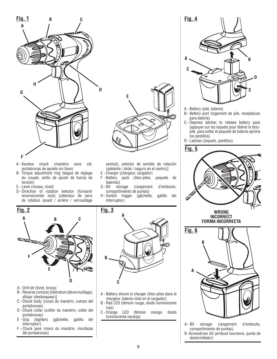 Fig. 1, Fig. 2, Fig. 3 | Fig. 4, Fig. 5, Fig. 6 | Ryobi HP496 User Manual | Page 21 / 24