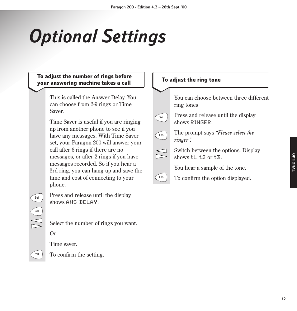 Optional settings | BT Paragon 200 User Manual | Page 20 / 28