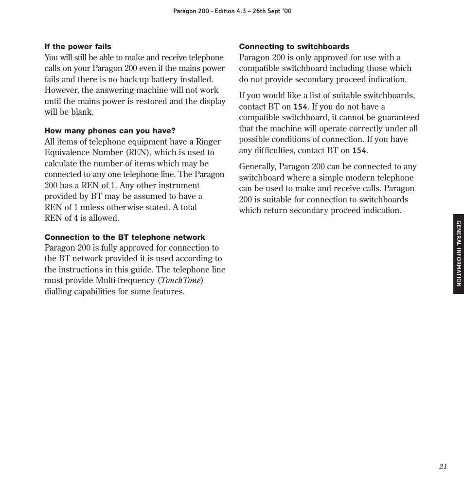 BT Paragon 200 User Manual | Page 24 / 28