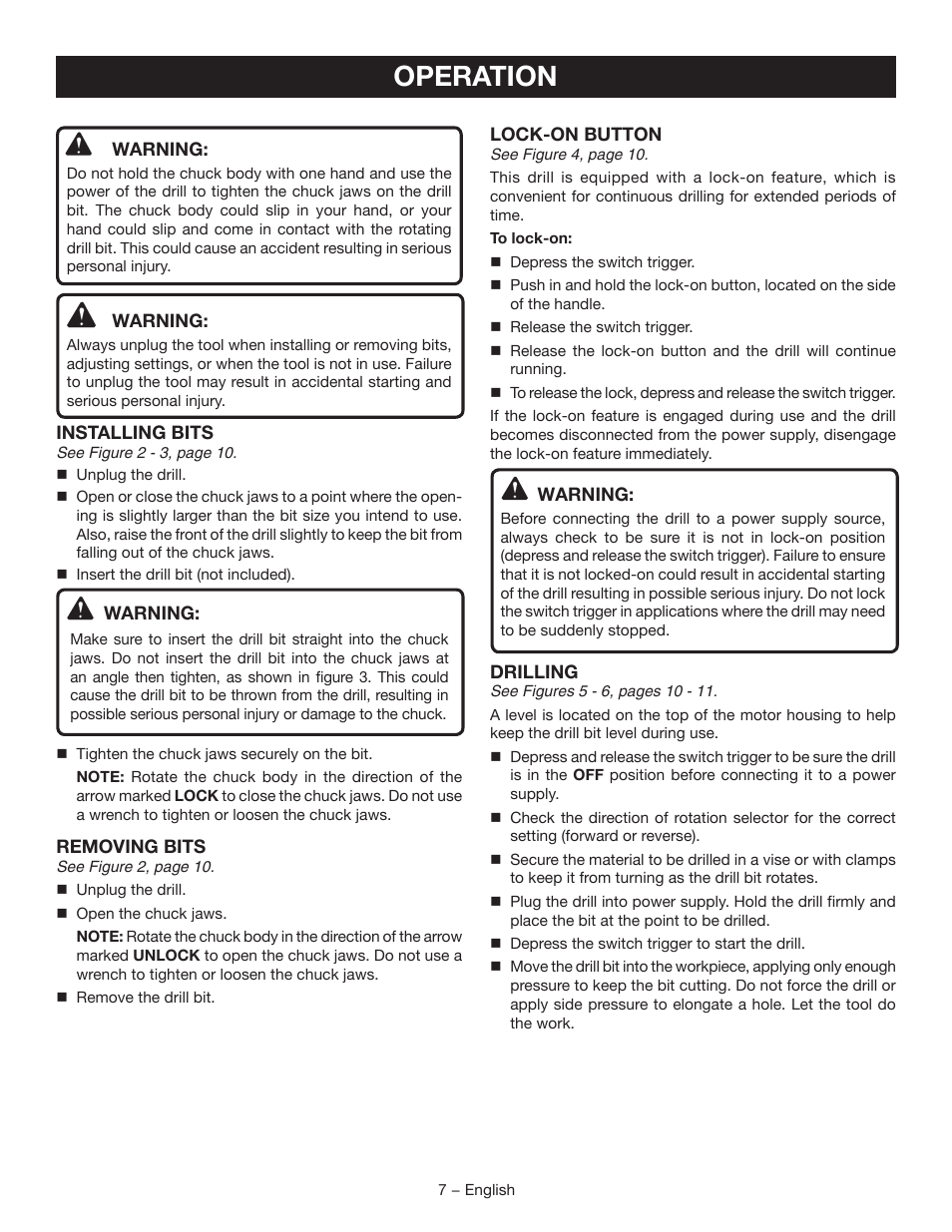 Operation | Ryobi D42 User Manual | Page 7 / 28