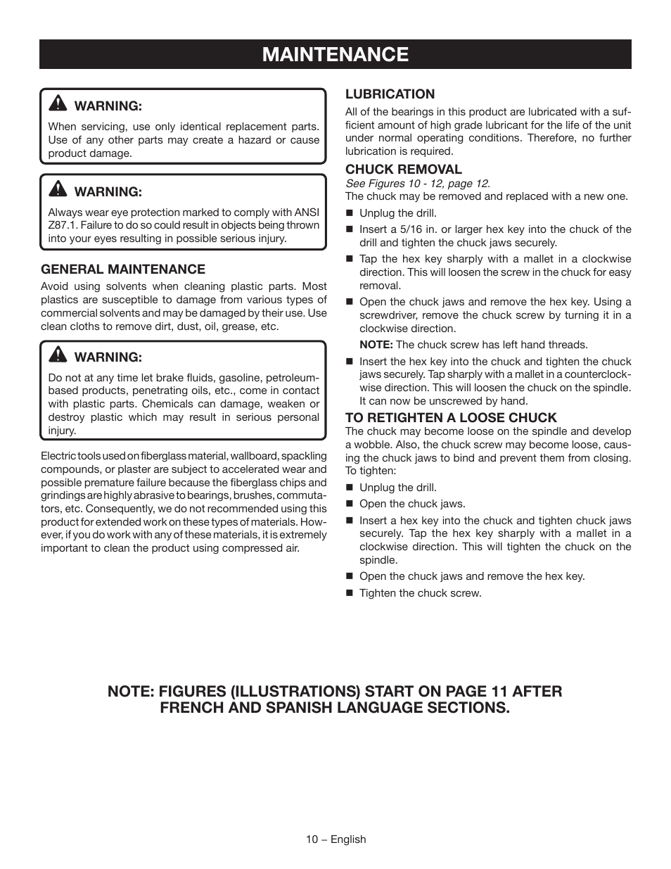 Maintenance | Ryobi D46C User Manual | Page 10 / 32