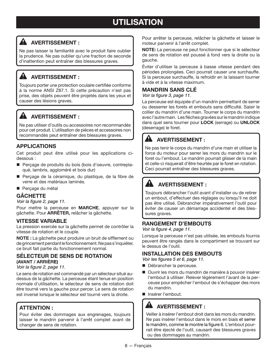 Utilisation | Ryobi D46C User Manual | Page 17 / 32