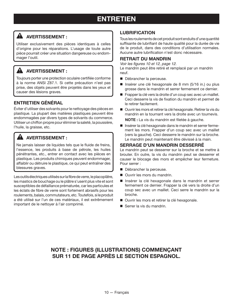 Entretien | Ryobi D46C User Manual | Page 19 / 32