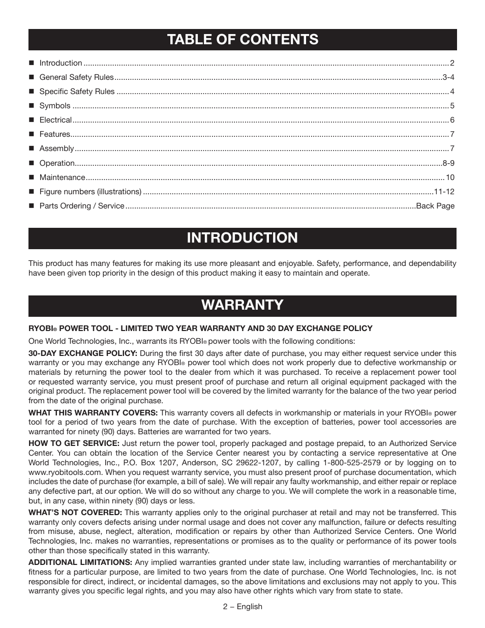 Ryobi D46C User Manual | Page 2 / 32