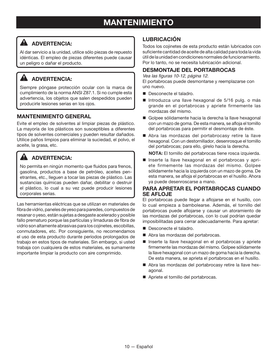 Mantenimiento | Ryobi D46C User Manual | Page 28 / 32