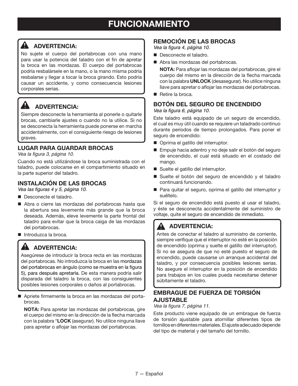 Funcionamiento | Ryobi D47C User Manual | Page 23 / 28
