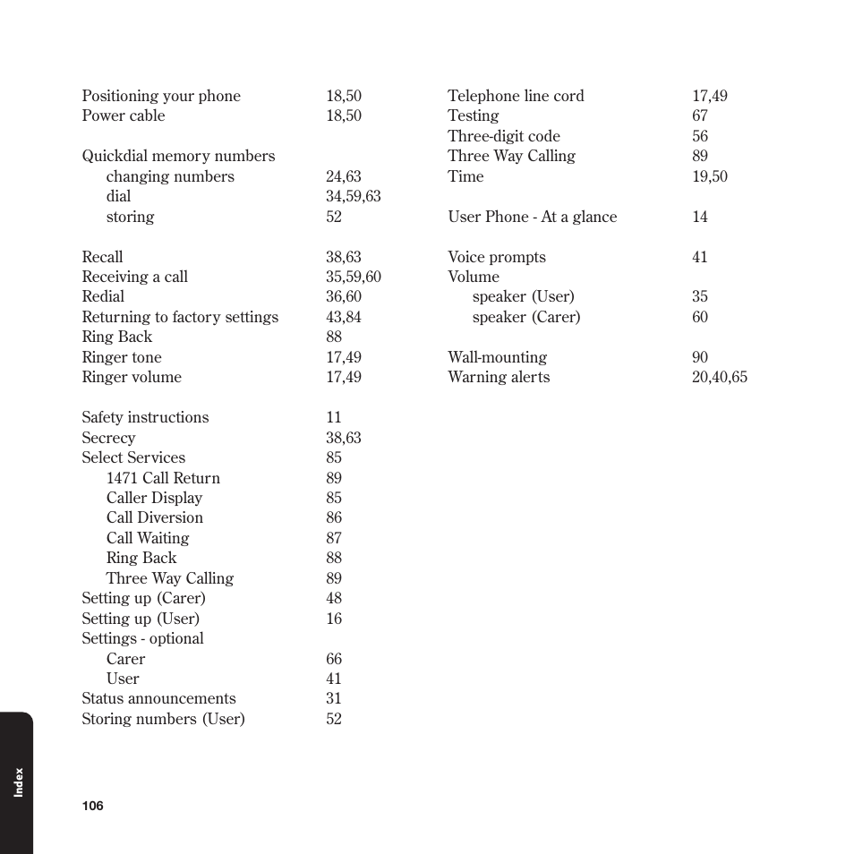 BT In Touch 2000 User Manual | Page 106 / 108