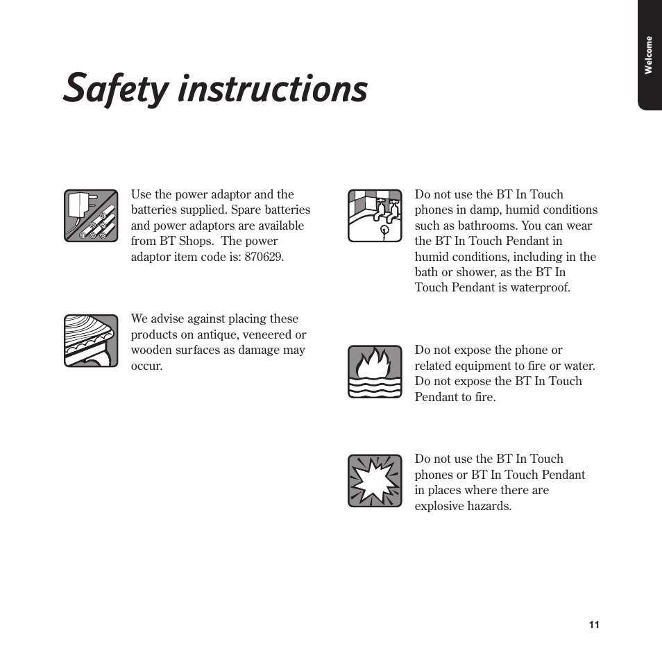 Safety instructions | BT In Touch 2000 User Manual | Page 11 / 108