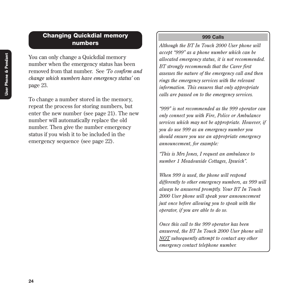 BT In Touch 2000 User Manual | Page 24 / 108