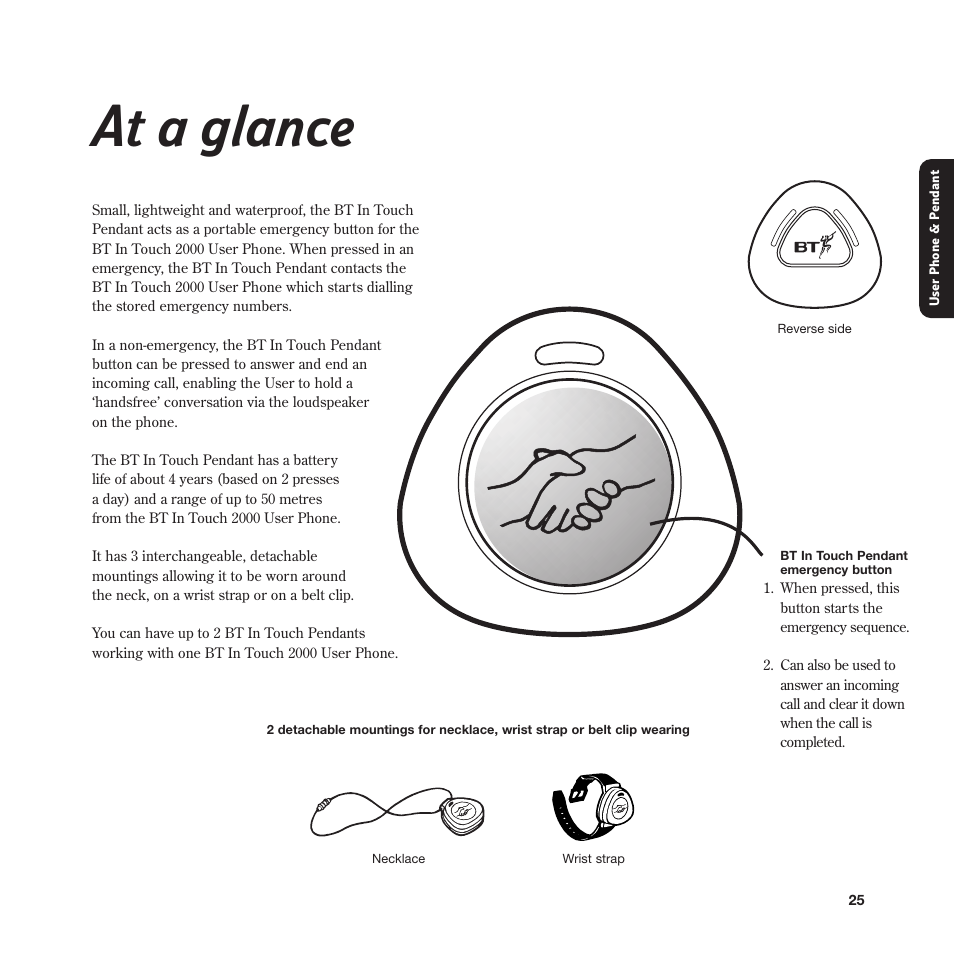 At a glance | BT In Touch 2000 User Manual | Page 25 / 108