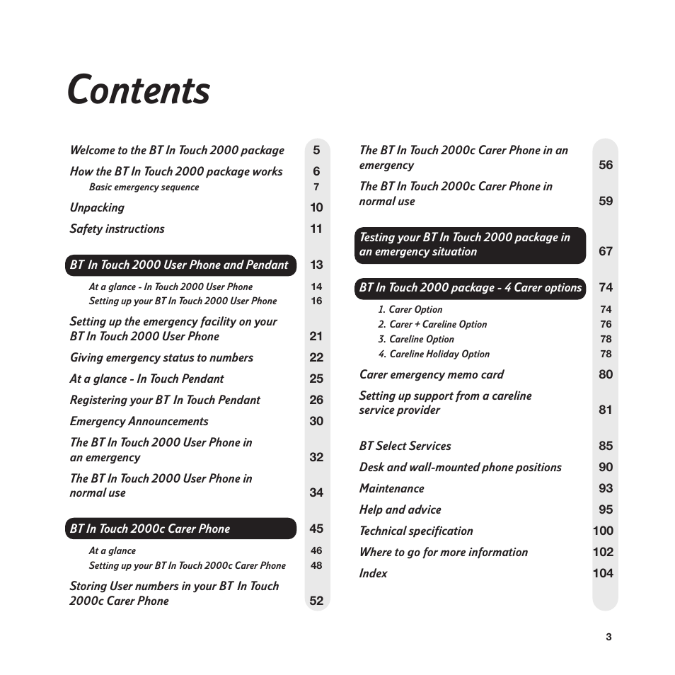 BT In Touch 2000 User Manual | Page 3 / 108