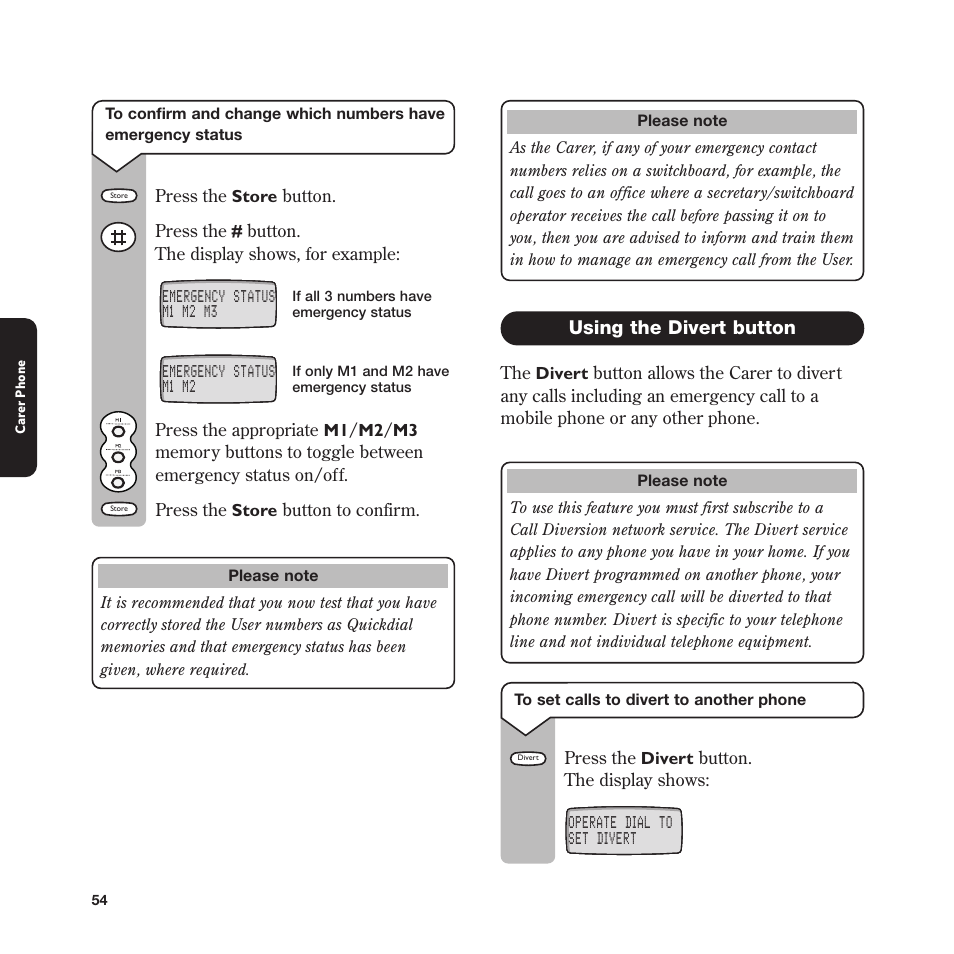 Using the divert button | BT In Touch 2000 User Manual | Page 54 / 108