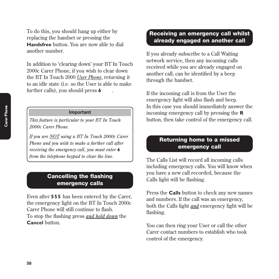 BT In Touch 2000 User Manual | Page 58 / 108