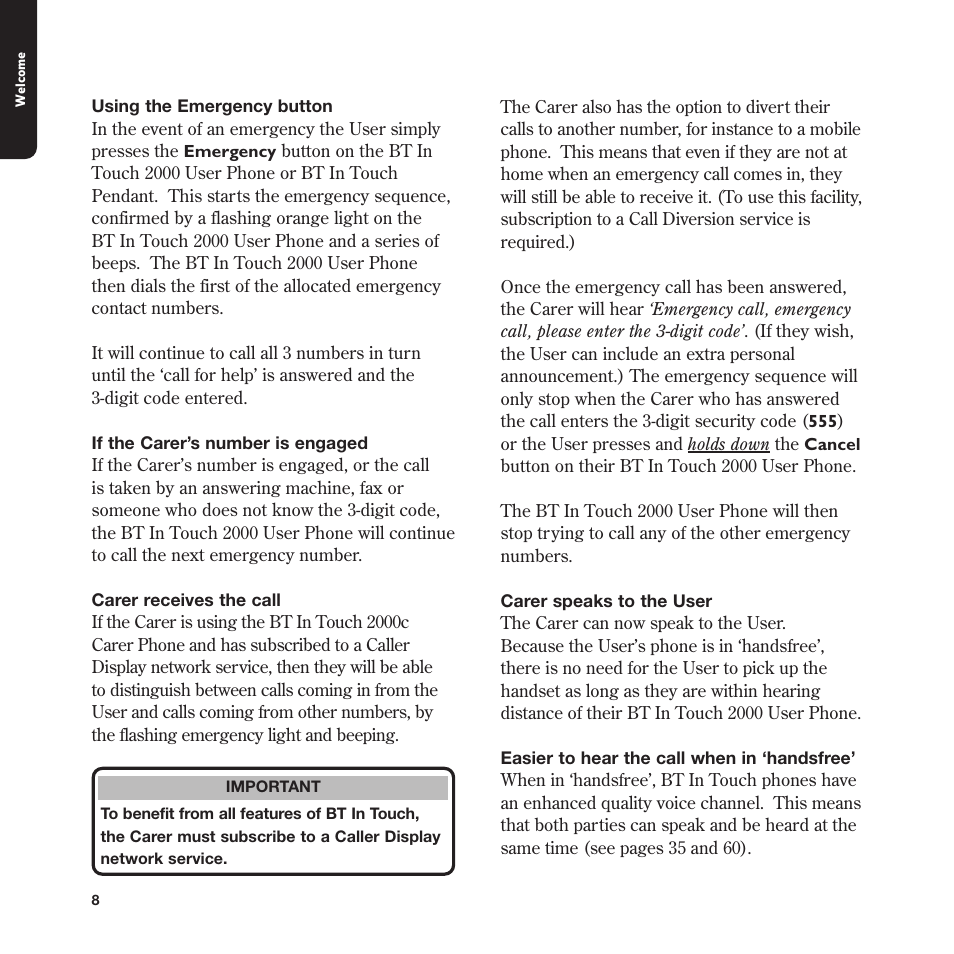 BT In Touch 2000 User Manual | Page 8 / 108