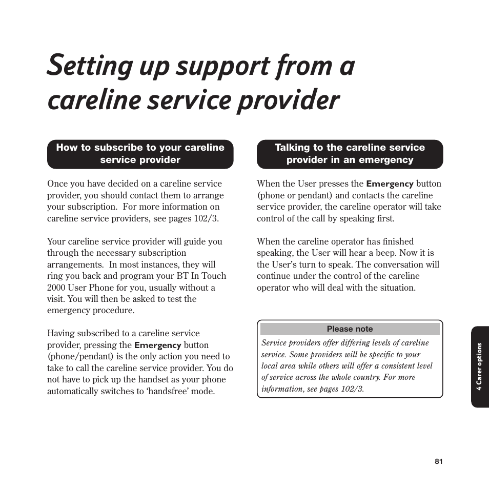 BT In Touch 2000 User Manual | Page 81 / 108