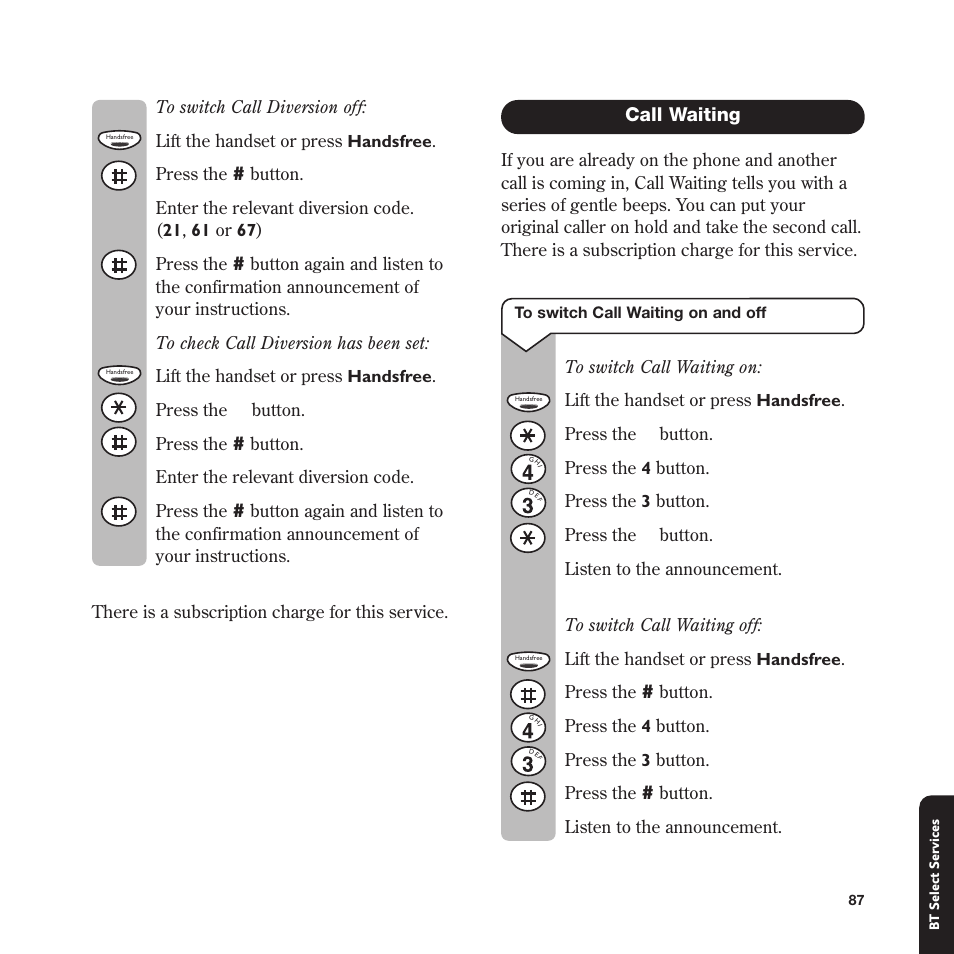 Call waiting | BT In Touch 2000 User Manual | Page 87 / 108