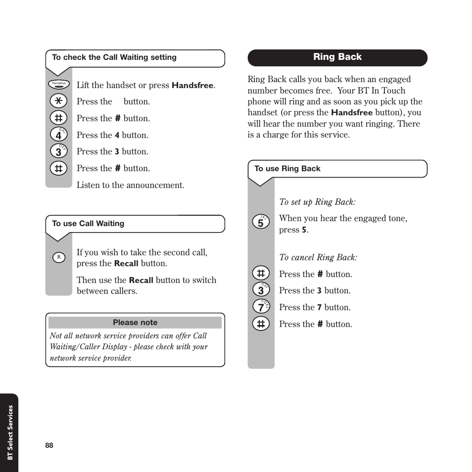 Ring back | BT In Touch 2000 User Manual | Page 88 / 108