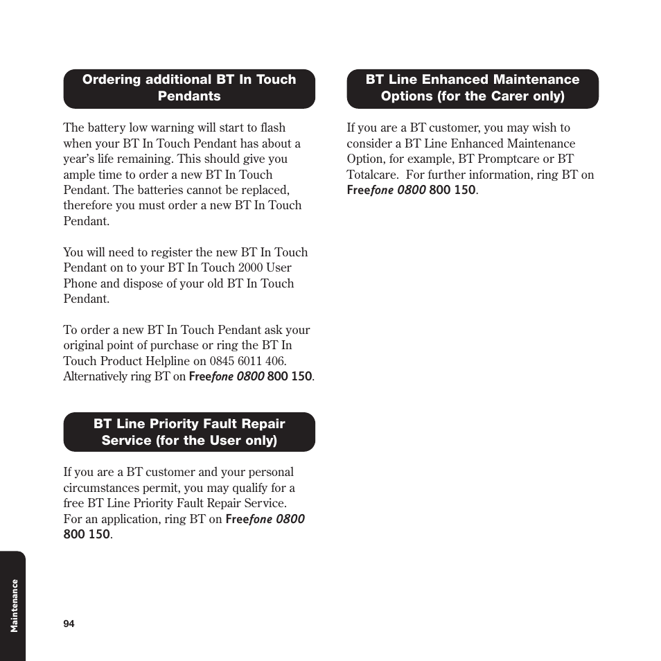 BT In Touch 2000 User Manual | Page 94 / 108