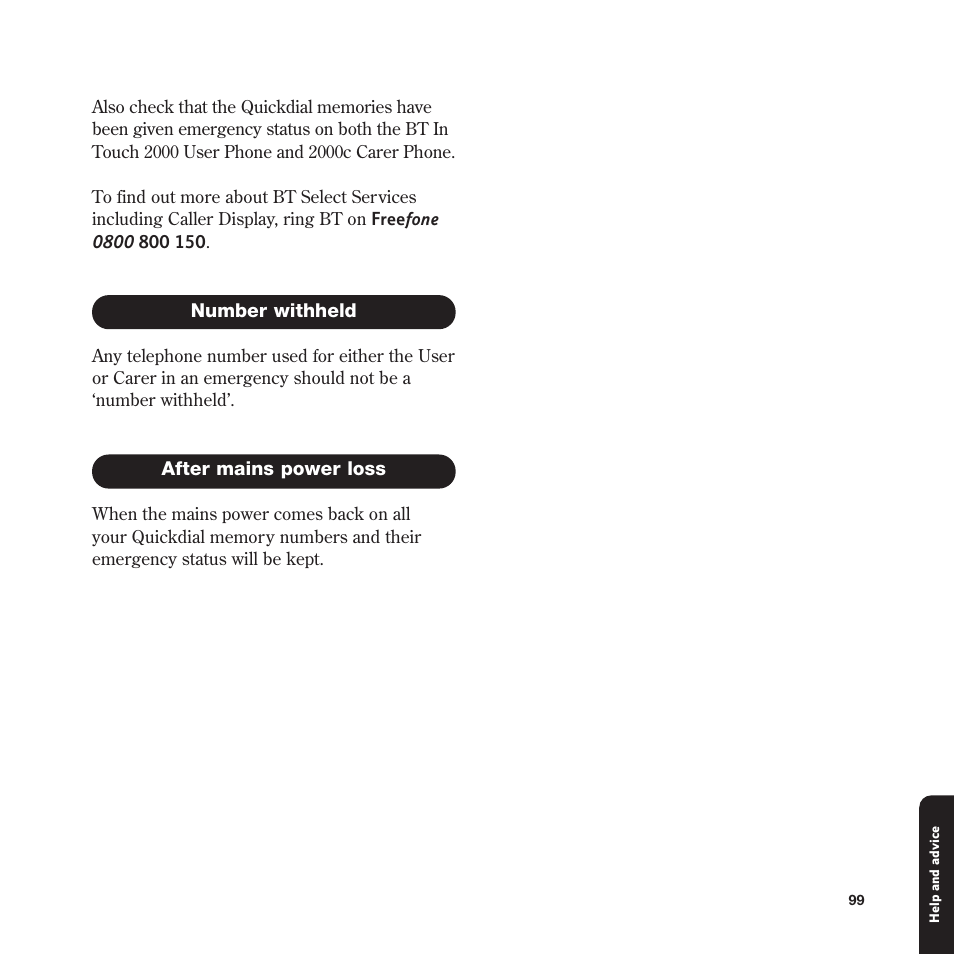 BT In Touch 2000 User Manual | Page 99 / 108