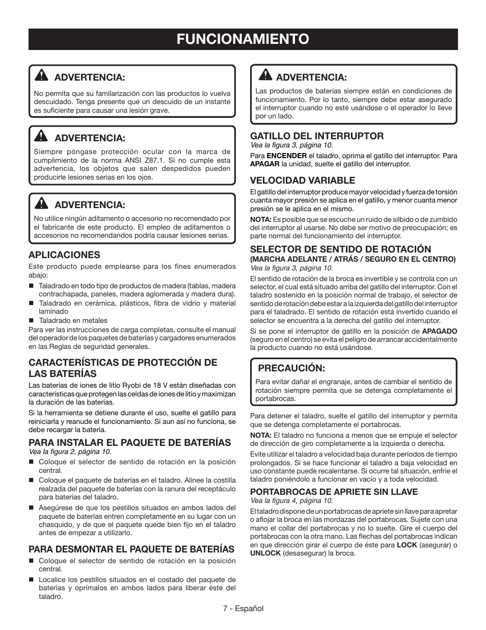 Funcionamiento | Ryobi HJP001 User Manual | Page 23 / 28