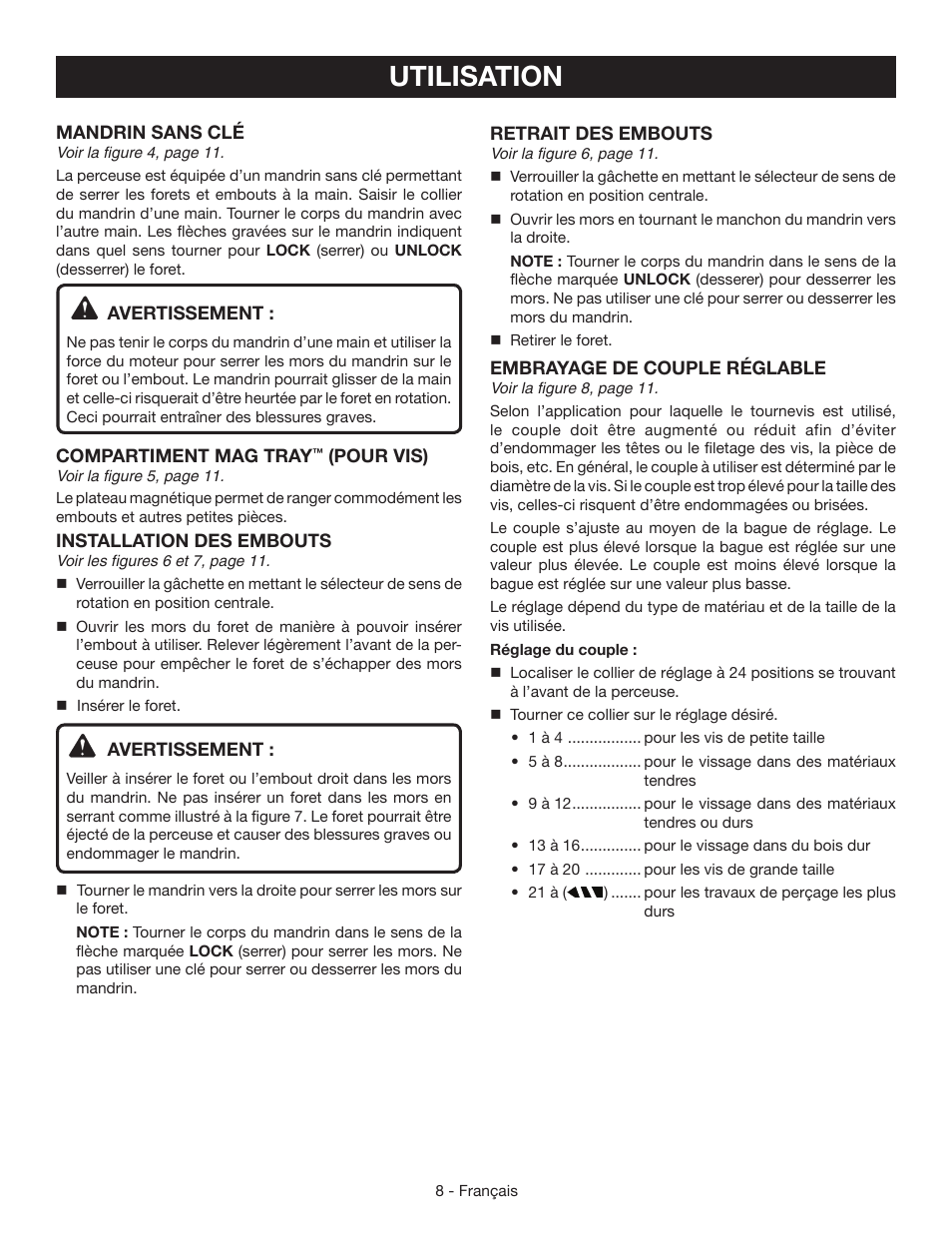 Utilisation | Ryobi HJP002 User Manual | Page 17 / 32