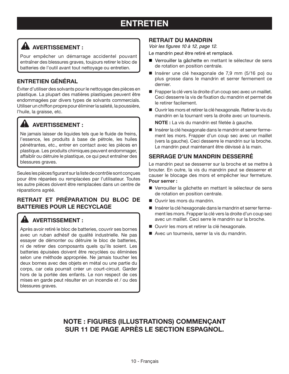 Entretien | Ryobi HJP002 User Manual | Page 19 / 32