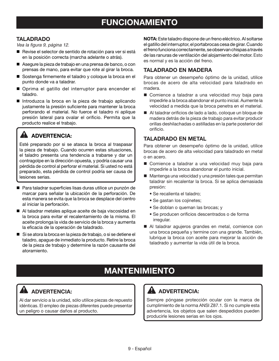 Funcionamiento, Mantenimiento | Ryobi HJP002 User Manual | Page 27 / 32