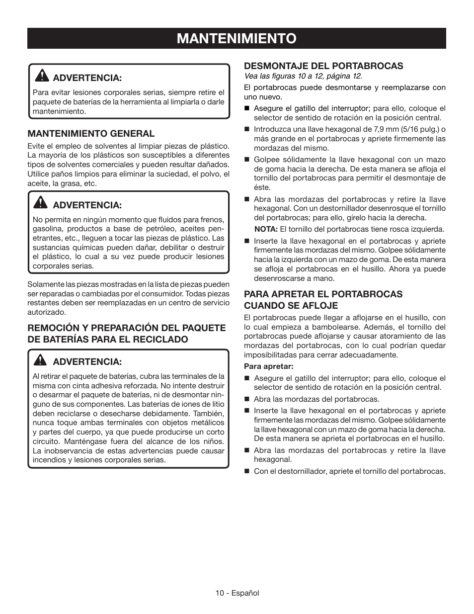 Mantenimiento | Ryobi HJP002 User Manual | Page 28 / 32