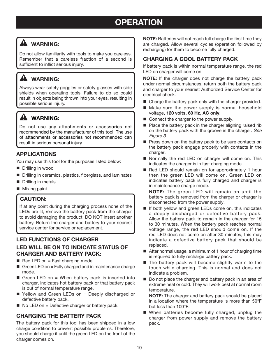 Operation | Ryobi HP214 User Manual | Page 10 / 20