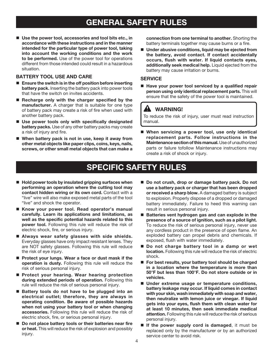 General safety rules specific safety rules | Ryobi HP214 User Manual | Page 4 / 20