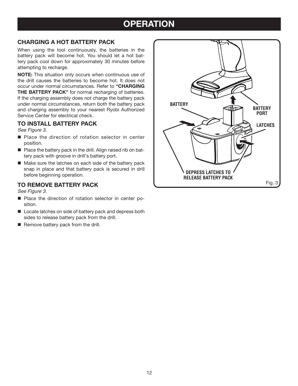 Operation | Ryobi HP4720 User Manual | Page 12 / 20