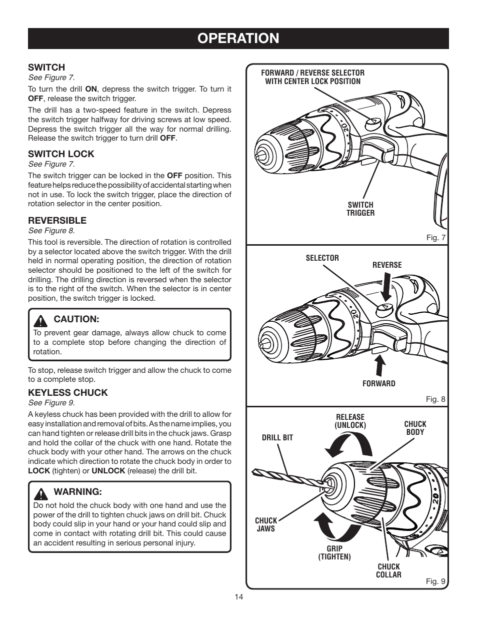 Operation | Ryobi HP4720 User Manual | Page 14 / 20