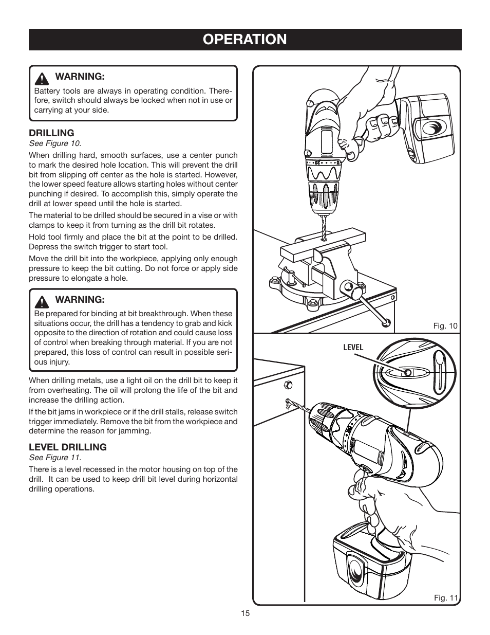 Operation | Ryobi HP4720 User Manual | Page 15 / 20