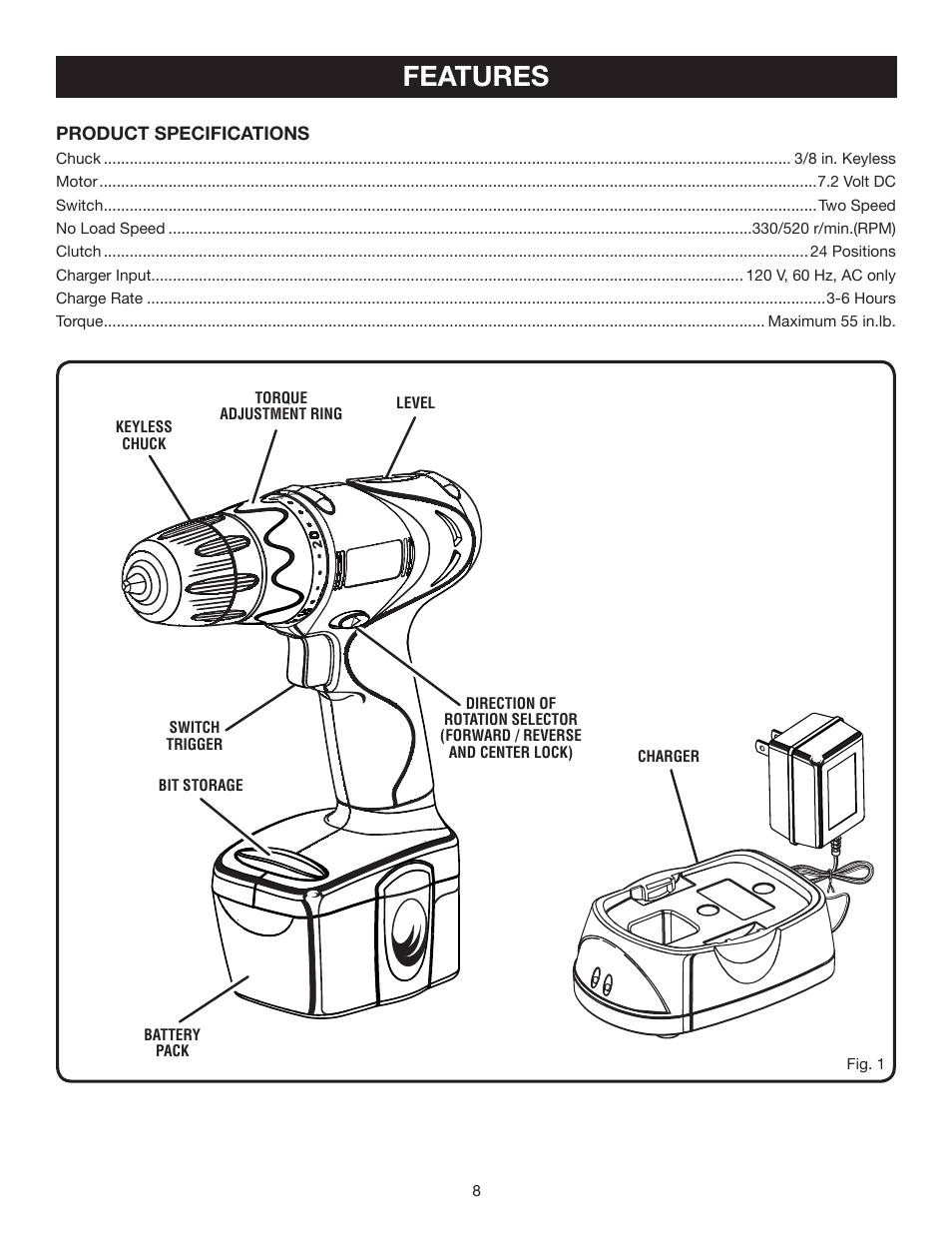 Features | Ryobi HP4720 User Manual | Page 8 / 20