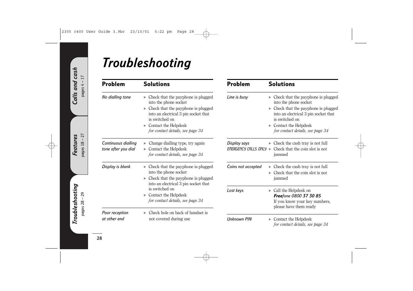 Troubleshooting | BT 400 User Manual | Page 28 / 36