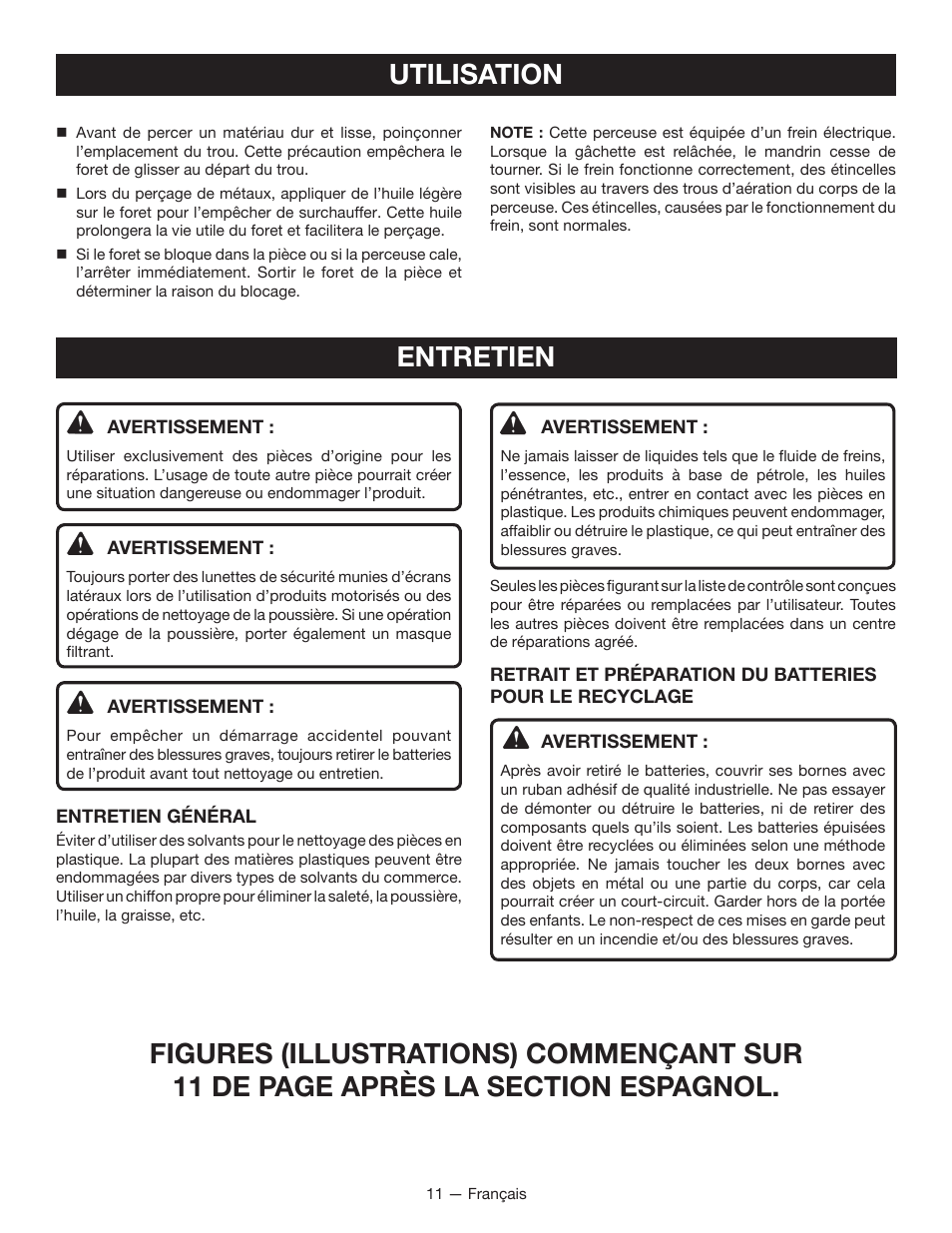 Utilisation, Entretien | Ryobi P201 User Manual | Page 21 / 36