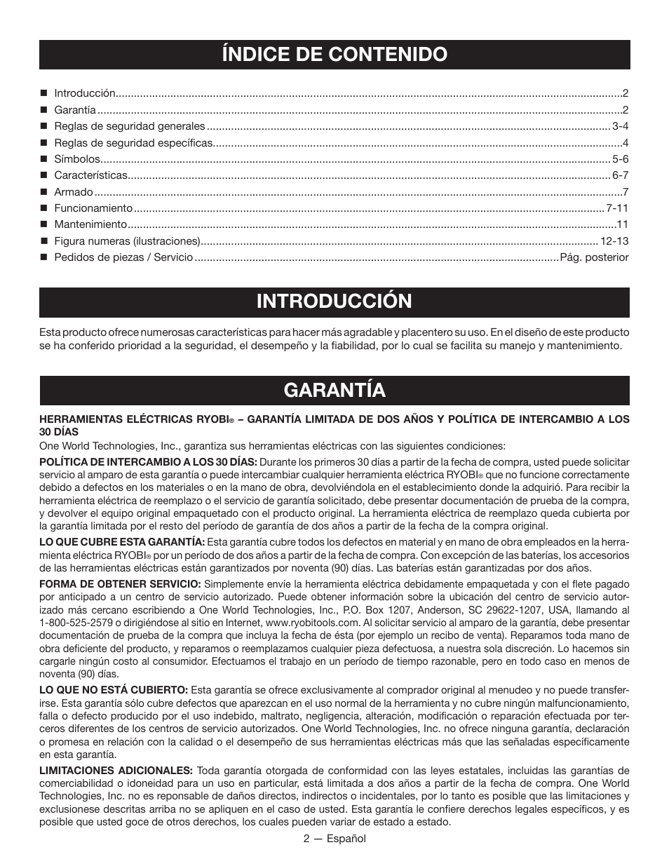 Ryobi P201 User Manual | Page 22 / 36