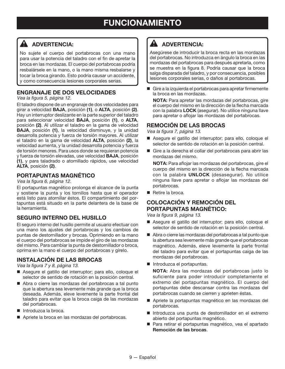 Funcionamiento | Ryobi P201 User Manual | Page 29 / 36