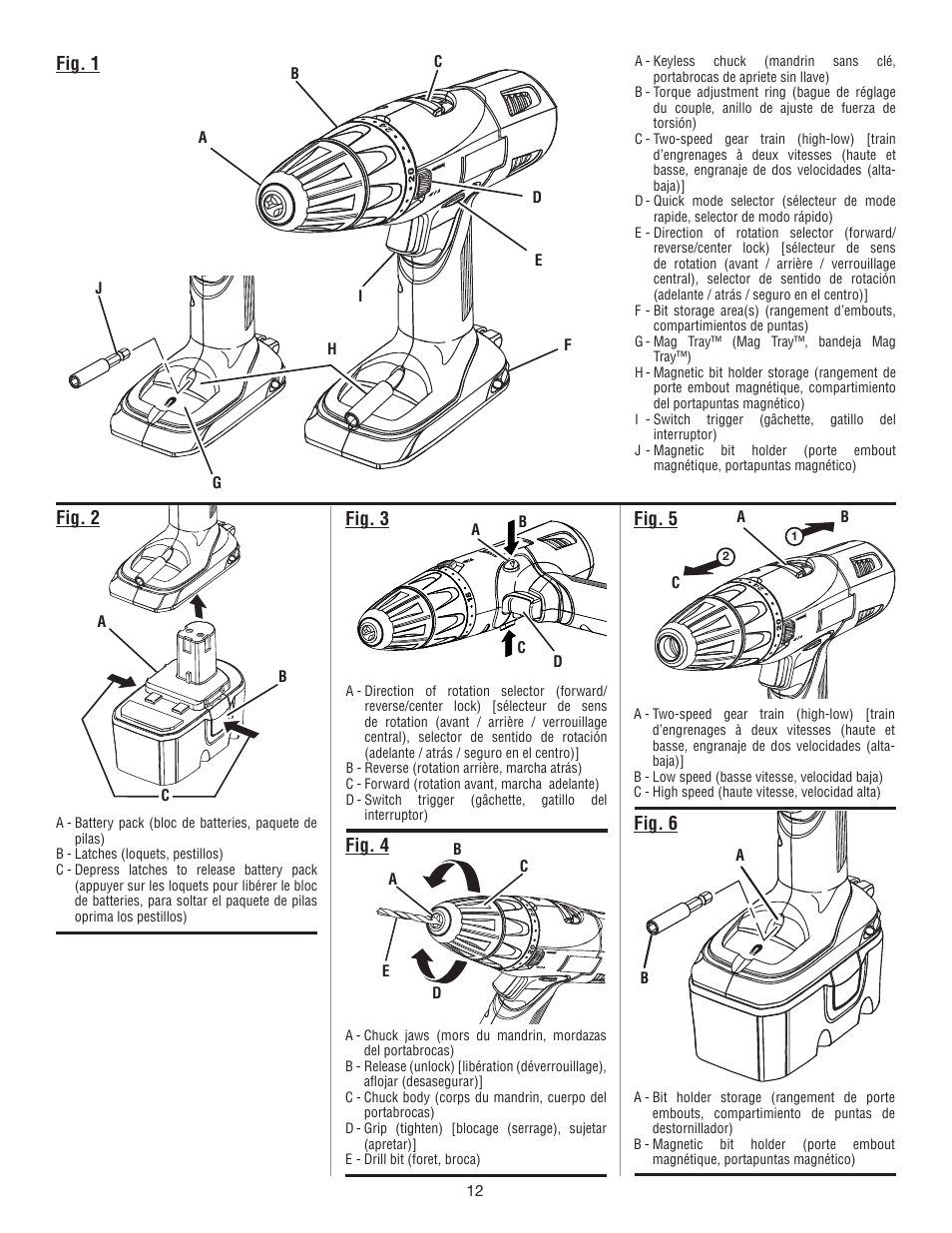 Fig. 1, Fig. 2, Fig. 3 | Fig. 4, Fig. 5, Fig. 6 | Ryobi P201 User Manual | Page 32 / 36