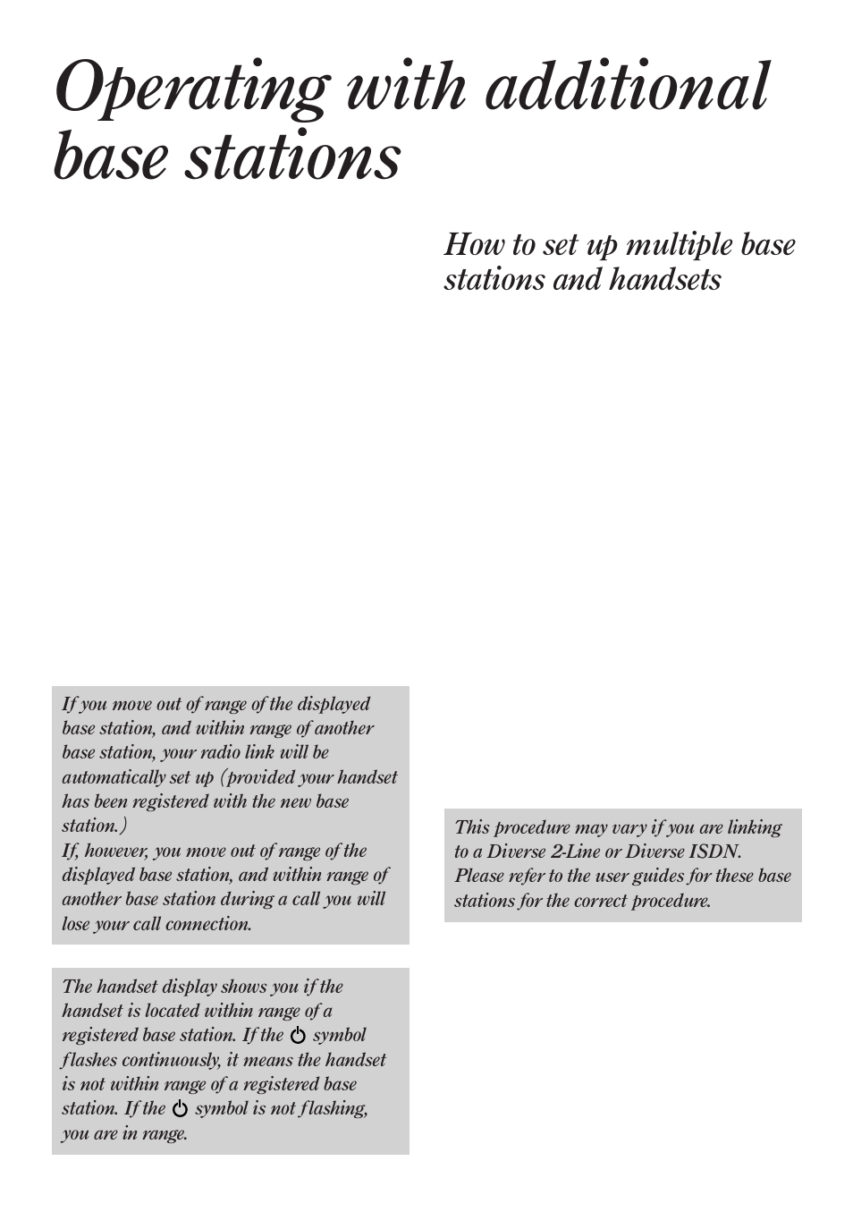 Operating with additional base stations, How to set up multiple base stations and handsets | BT Diverse 2010 User Manual | Page 31 / 40