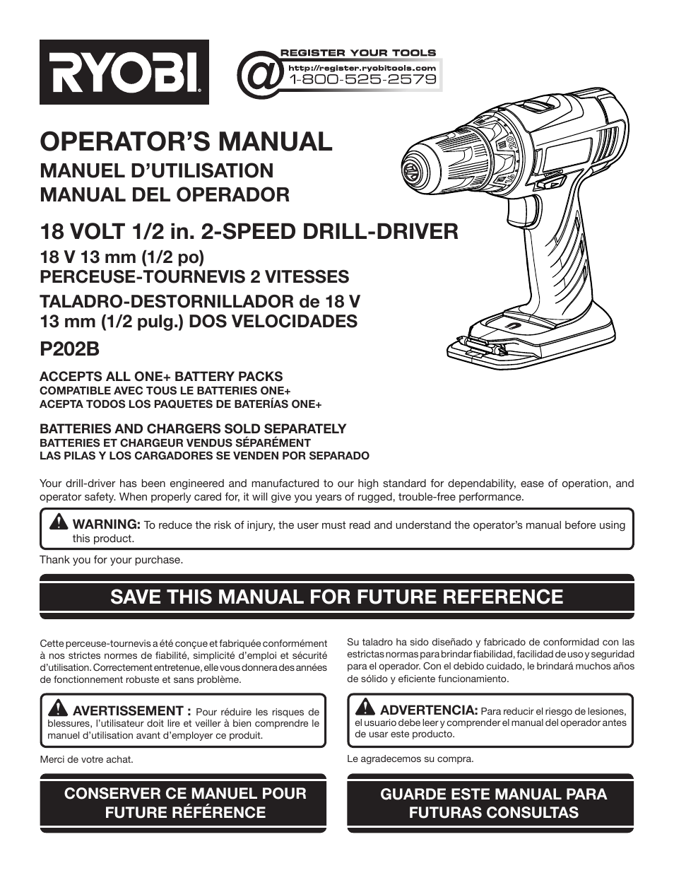 Ryobi P202B User Manual | 32 pages