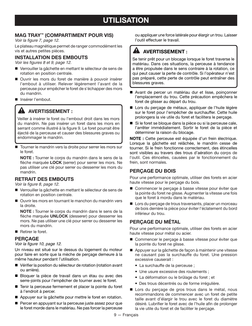 Utilisation | Ryobi P202B User Manual | Page 18 / 32